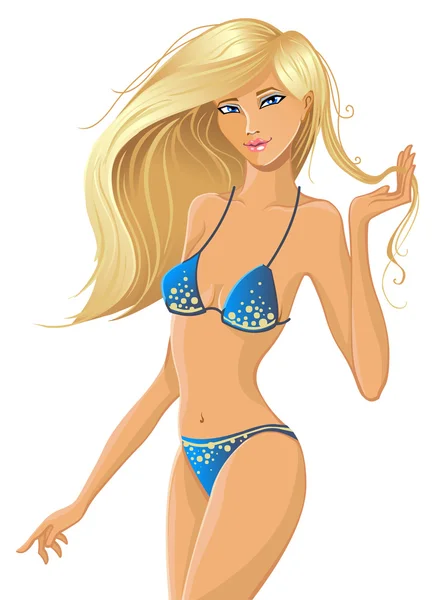 Bionda in bikini . — Vettoriale Stock