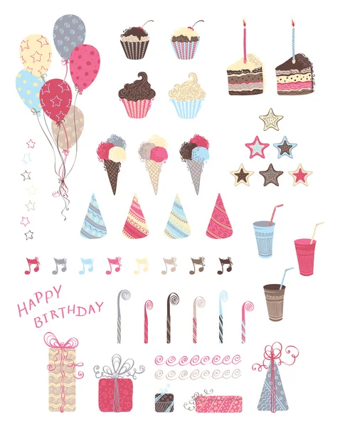 Birthday party design elements. — Stock Vector