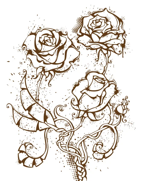 Grunge ink roses. — Stock Vector