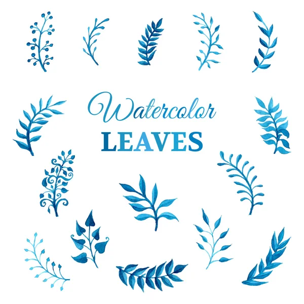 Set vettoriale di foglie di acquerello vettoriale . — Vettoriale Stock
