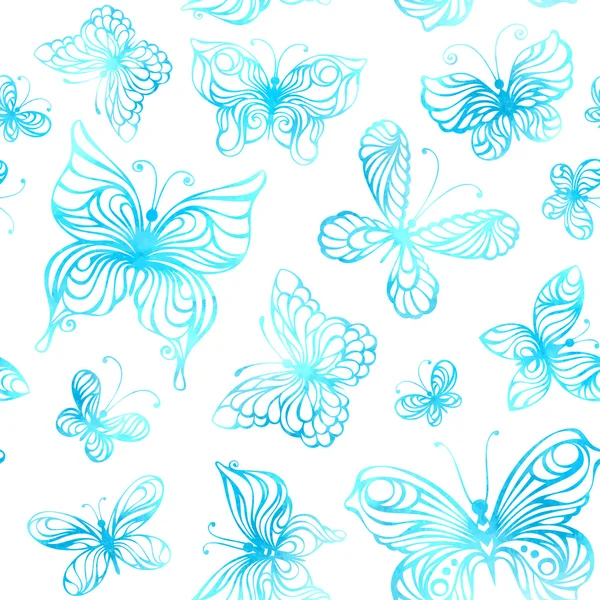 Seamless mönster av akvarell fjärilar. — Stock vektor