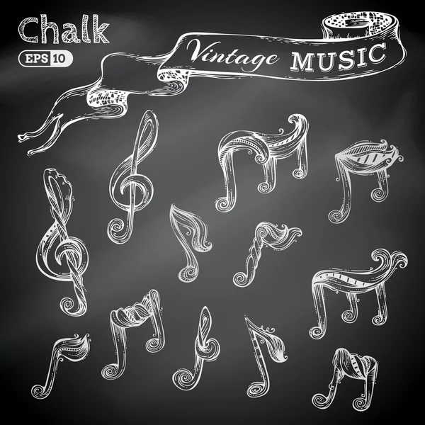 Vector set of chalk music icons. — Stock Vector