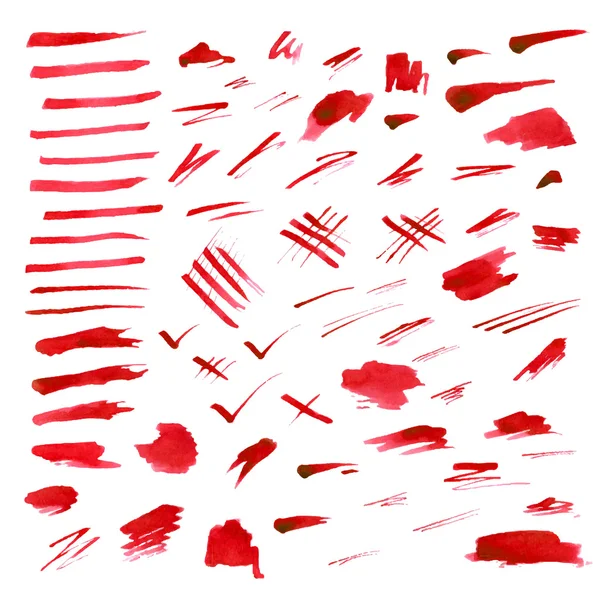 Coups de pinceau aquarelle rouge vectoriel . — Image vectorielle