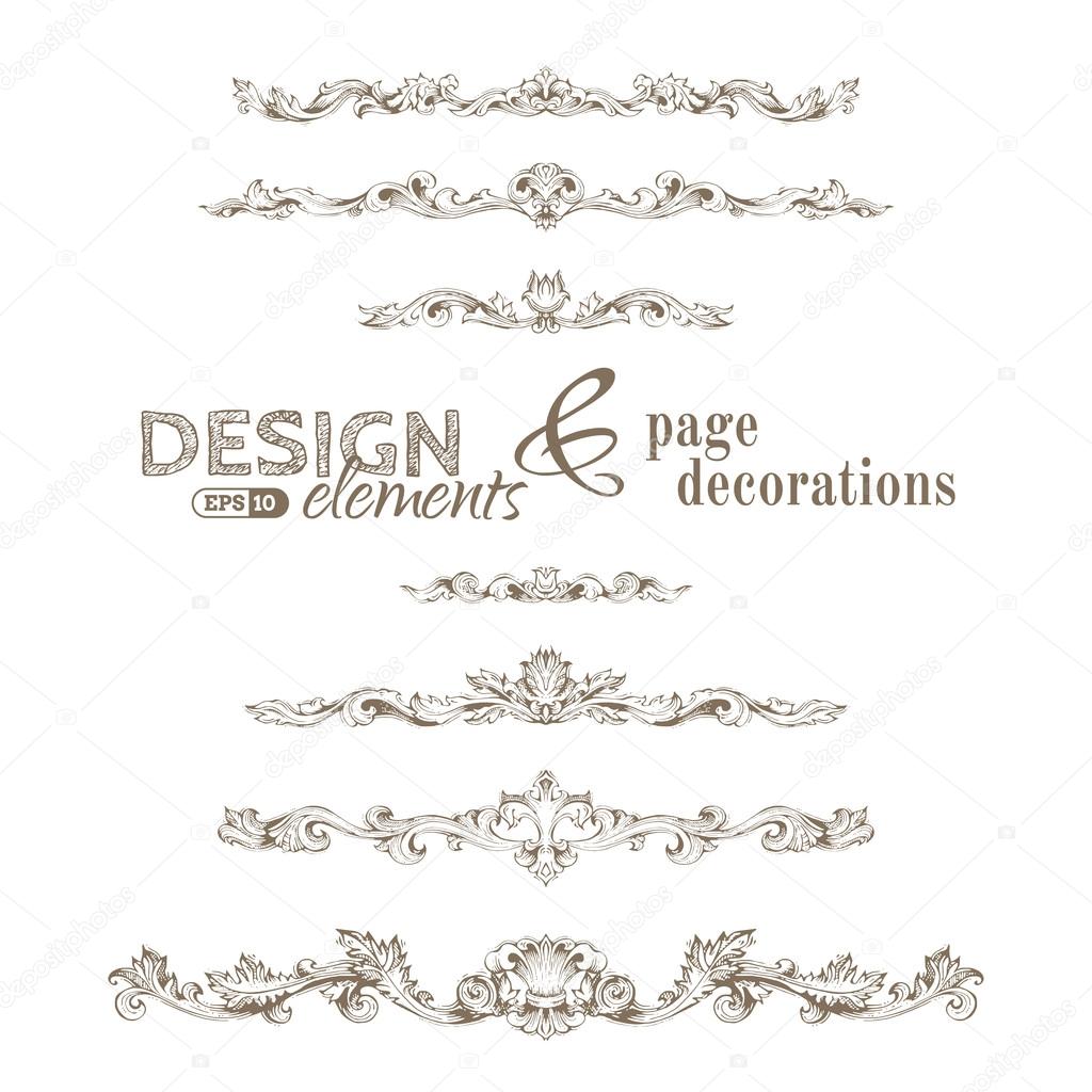 Vintage design elements and page decorations. 