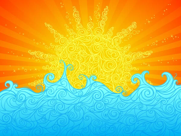 Soleil et mer . — Image vectorielle