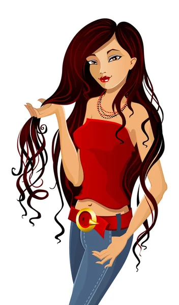 Brunette girl. — Stock Vector