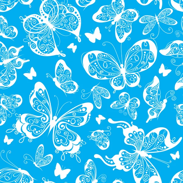 Seamless pattern of butterflies in the sky. — Stock Vector