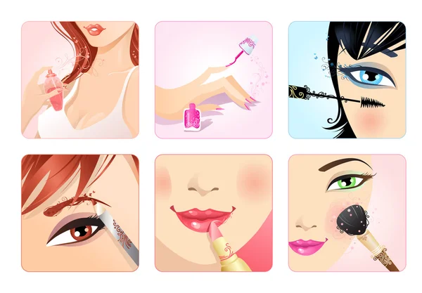 Set of make-up square icons. — Stock Vector