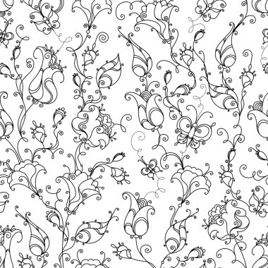 Kesintisiz lineer çiçek desenli. 