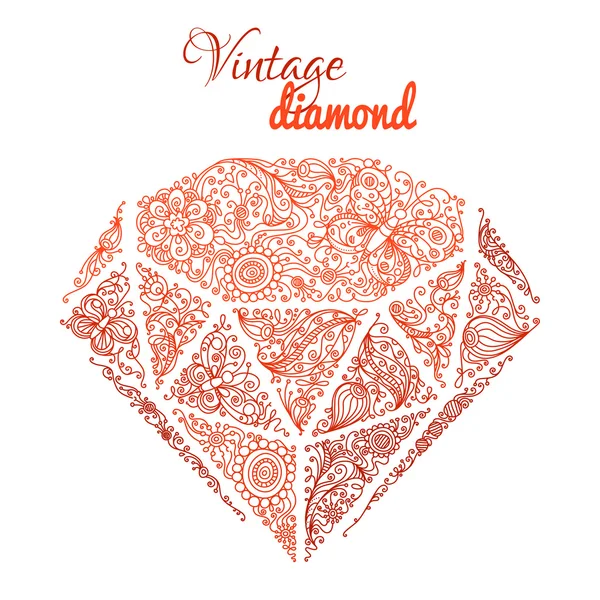 Vintage diamante floreale . — Vettoriale Stock