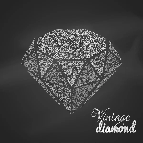 Chalk vintage diamond. — Stock Vector