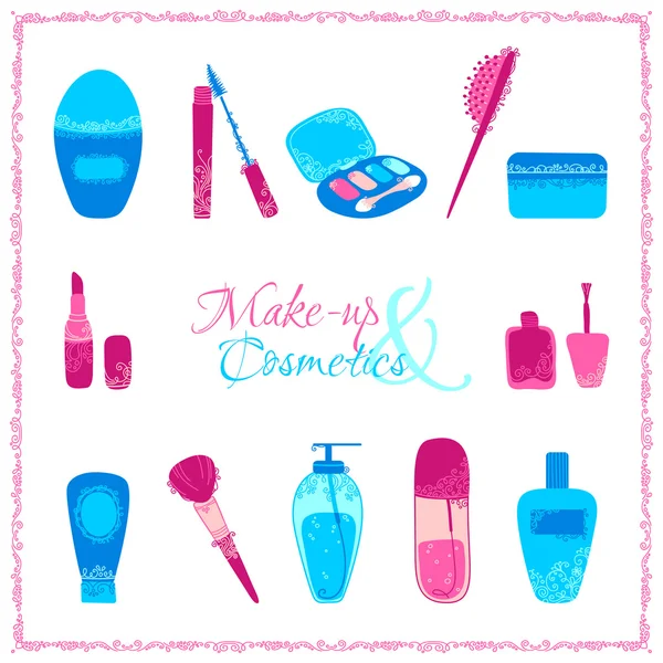Make-up and cosmetics icon set. — Stock Vector