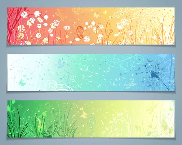 Reihe von floralen Bannern. — Stockvektor
