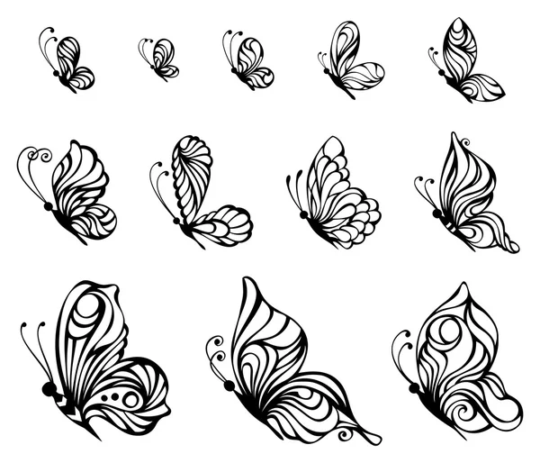 Ensemble vectoriel de papillons. — Image vectorielle
