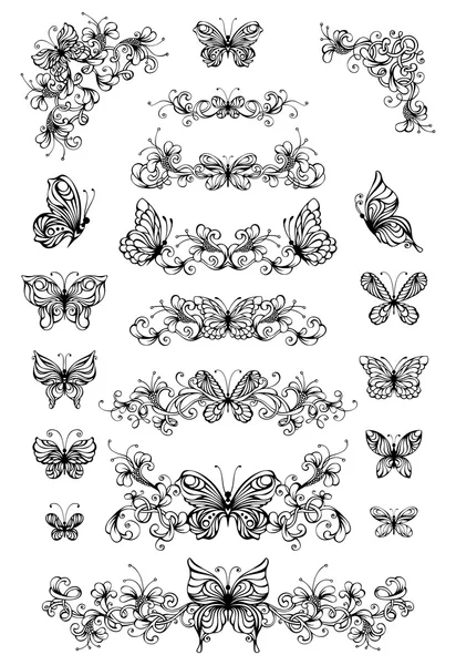 Vector blommönster med fjärilar. — Stock vektor