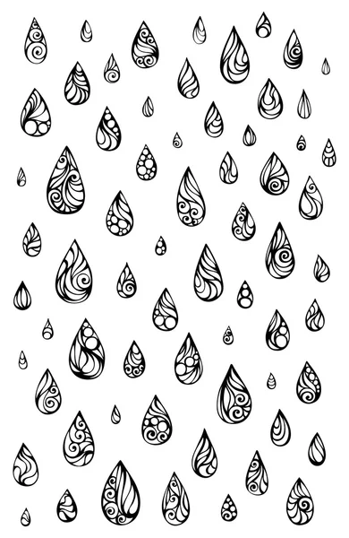 Gotas de lluvia vectoriales adornadas . — Archivo Imágenes Vectoriales