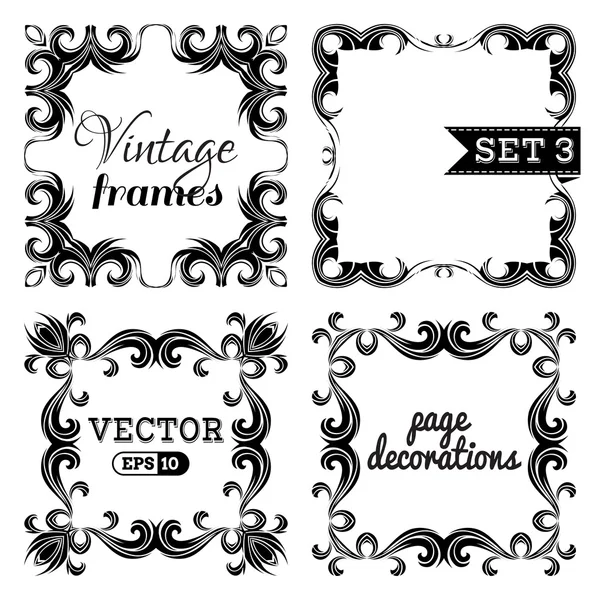 Hand-drawn vintage frames. — Stock Vector