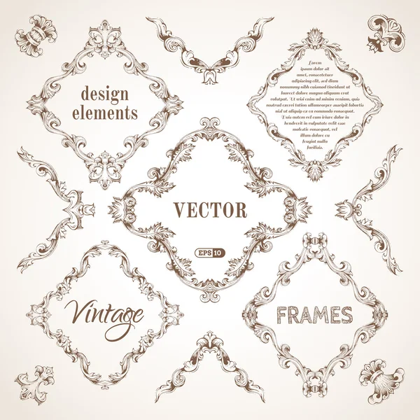 Set of vintage sepia frames. — Stock Vector