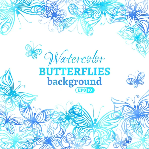 Watercolor butterflies background. — Stock Vector