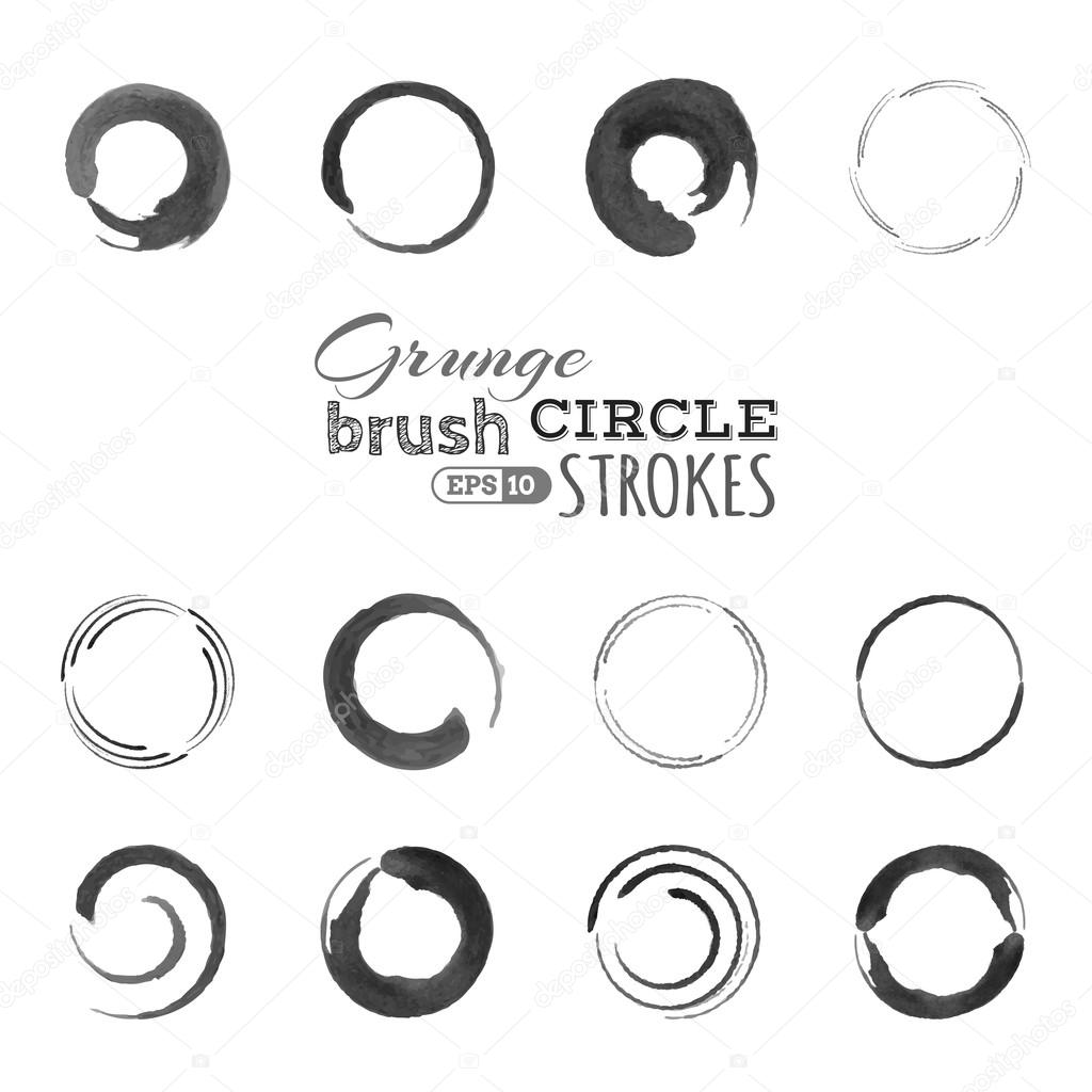 set of circles brush strokes.