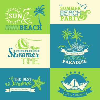 summer and travel labels and symbols.