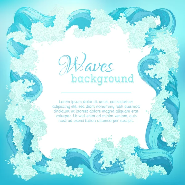 Vector blue waves illustration. — Stock Vector