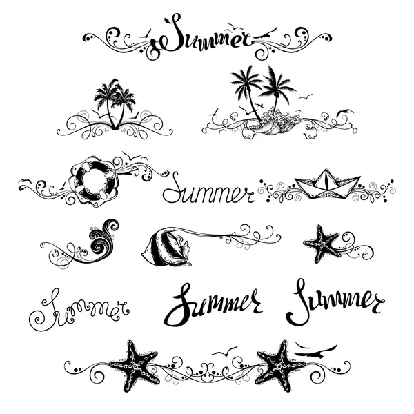 Set of summer design elements — Stock Vector