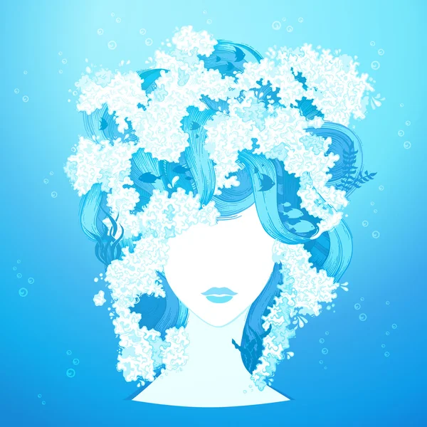 Water woman illustration. — Stock Vector