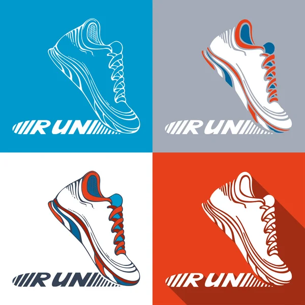 Vector set of running shoe — Stockový vektor