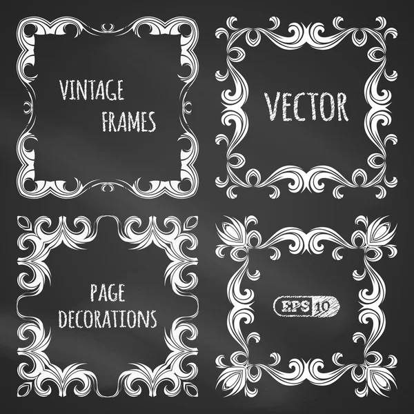 Vector set of chalk vintage frames. — Stock Vector