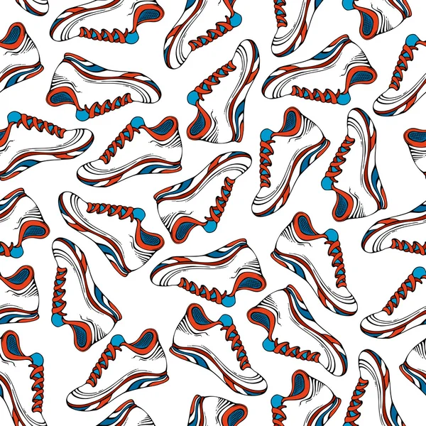 Seamless pattern of jogging shoes. — Stock Vector