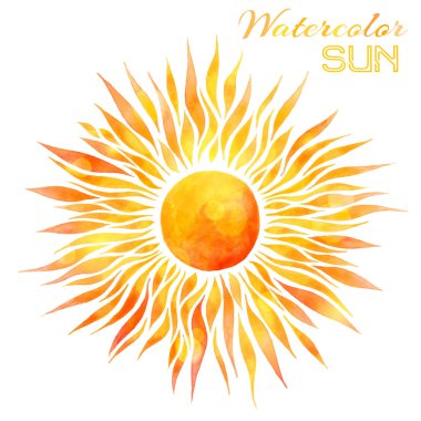 Watercolor sun vector illustration.  clipart