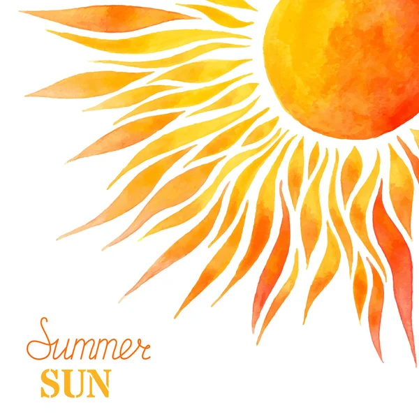 Watercolor summer sun background. — Stok Vektör