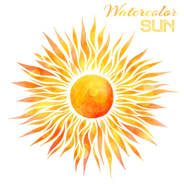 Watercolor sun vector illustration. — Stock Vector