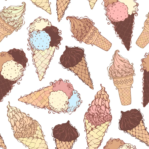 Seamless ice-cream pattern. — Stock Vector