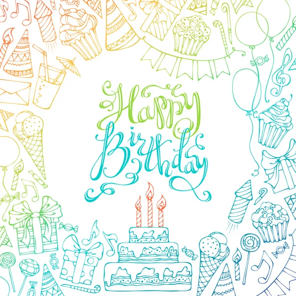 Tarjeta de invitación Feliz Cumpleaños — Vector de stock