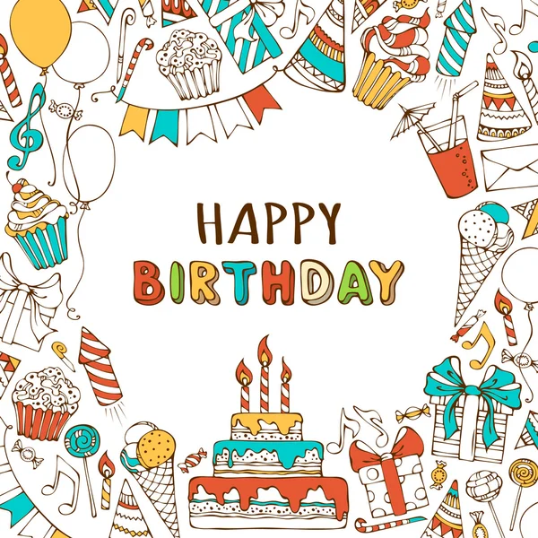 Cartão de convite feliz aniversário —  Vetores de Stock