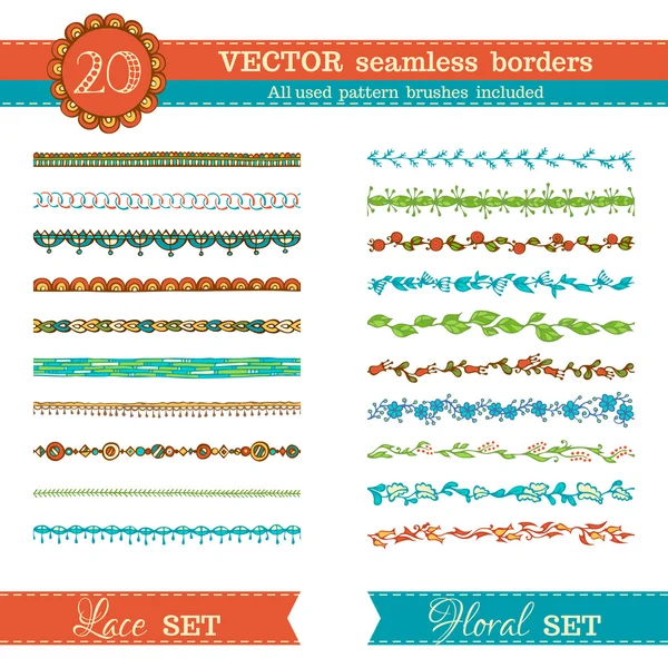 Conjunto de bordes sin costura . — Vector de stock