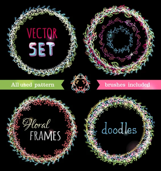 Set van met de hand getrokken frames. — Stockvector