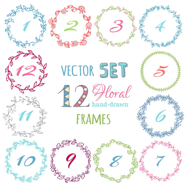 Set van met de hand getrokken frames. — Stockvector