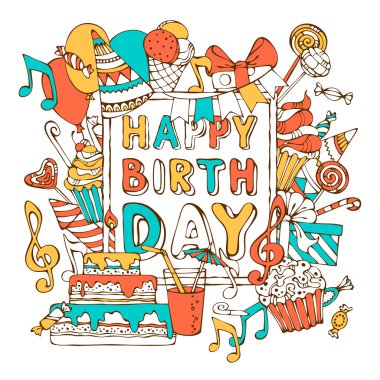 Hand-drawn Happy Birthday card.