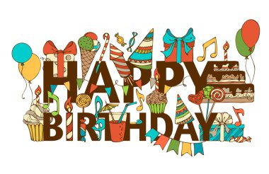 Hand-drawn Happy Birthday background.