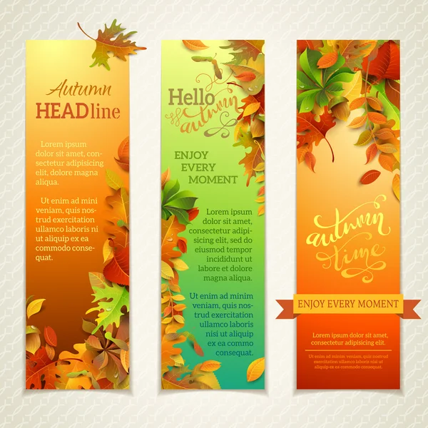 Conjunto de vetores de banners de outono verticais brilhantes . — Vetor de Stock