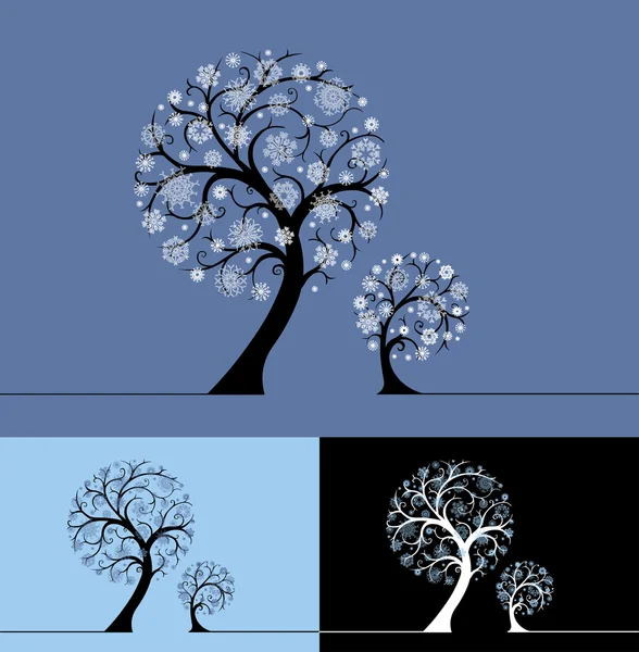 Snow trees illustration. — Stock vektor