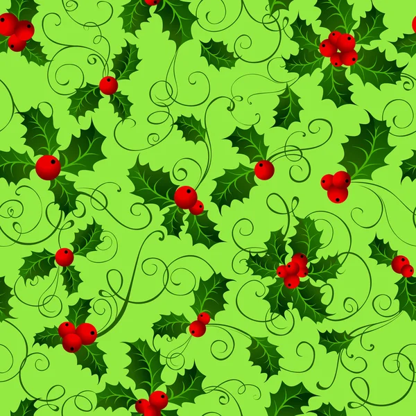 ヒイラギの果実とのシームレスなパターン. — ストックベクタ
