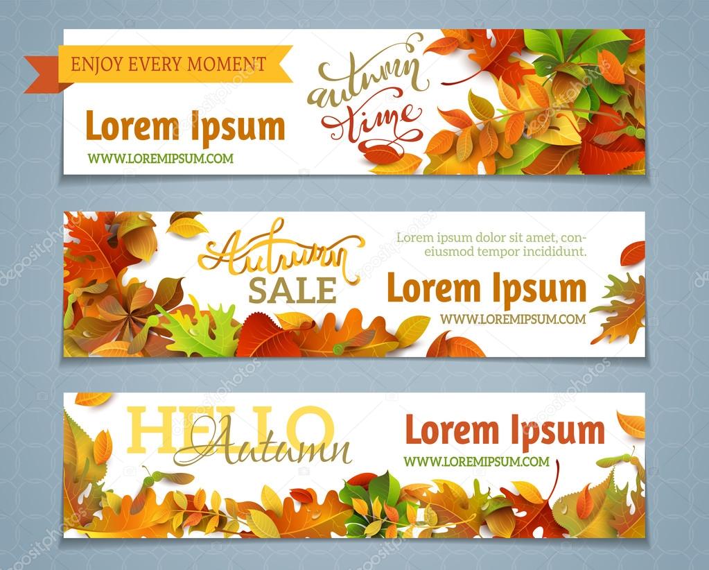 Vector set of autumn banners.