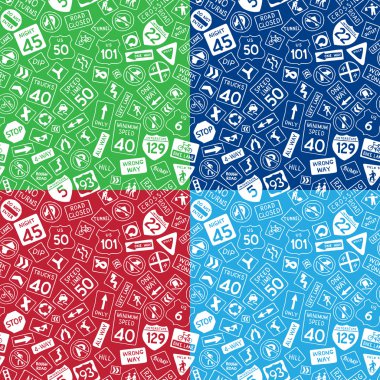 seamless road signs patterns.
