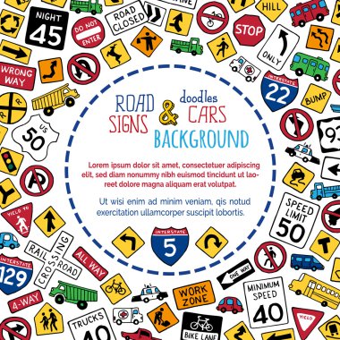 traffic signs and cars.