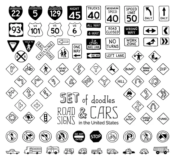 Sinais de estrada Doodles —  Vetores de Stock