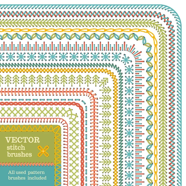 Vector set of seamless stitch brushes. — Wektor stockowy